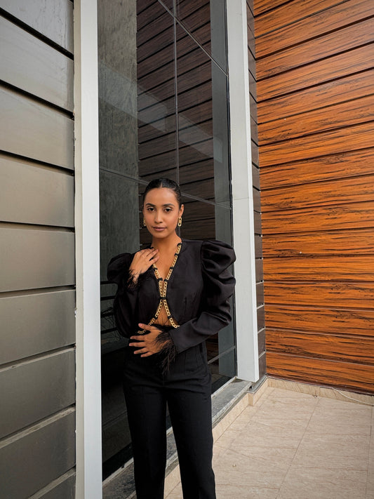 Black Front Open Jacket petiteish