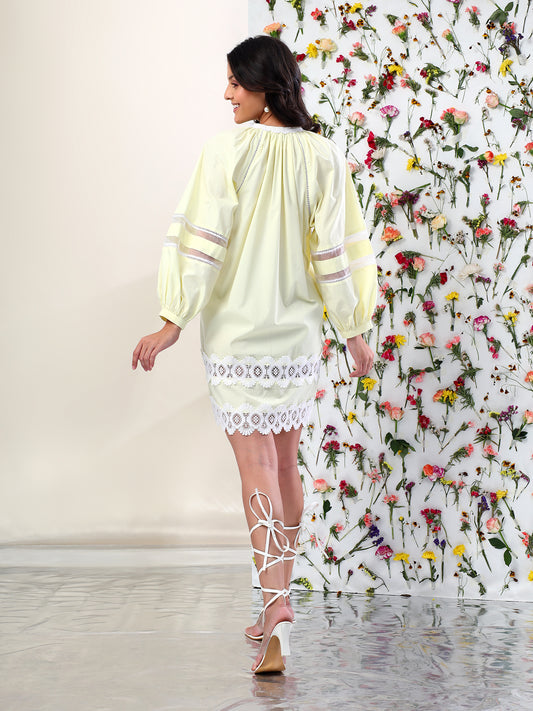 Limoncello Breeze Lace Shirt Dress