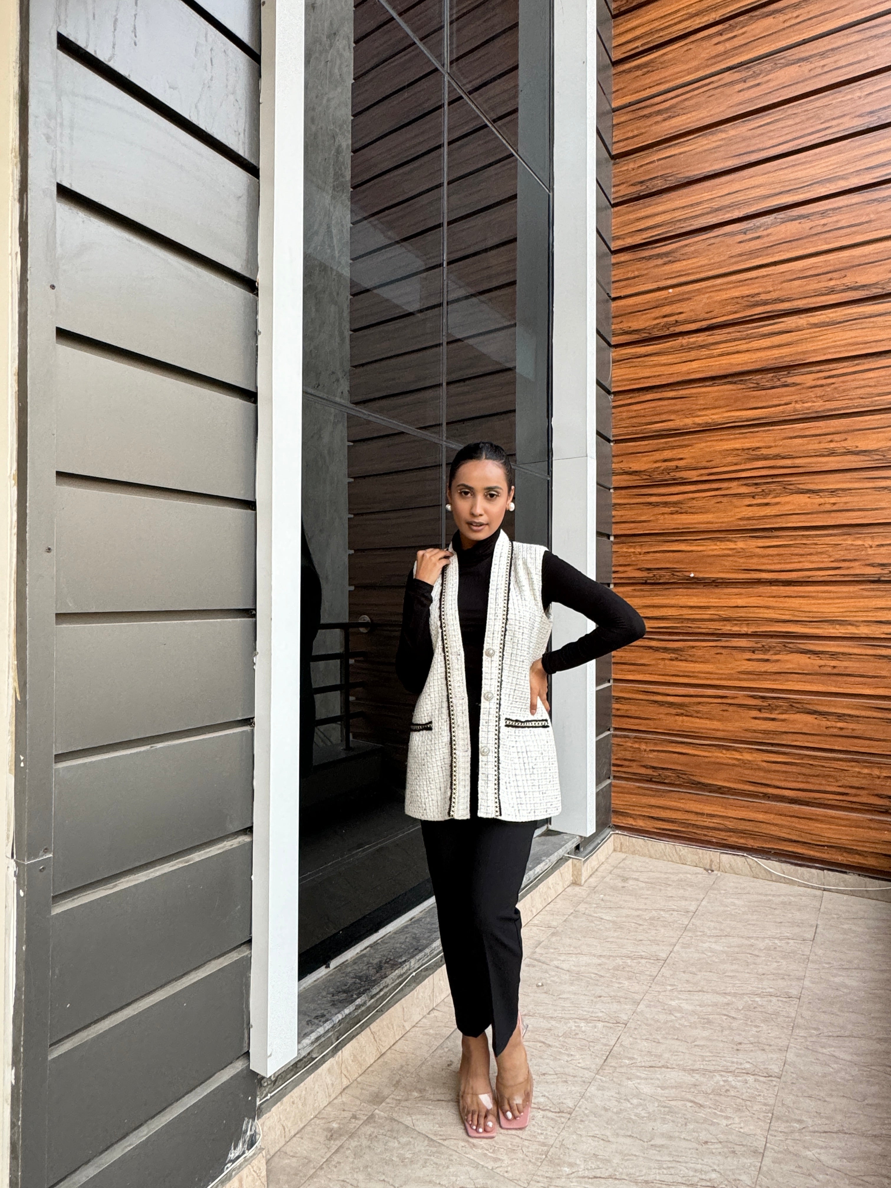 Aila Tweed Long Jacket - Main Image