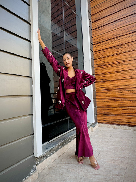 Velvet Blazer Set petiteish
