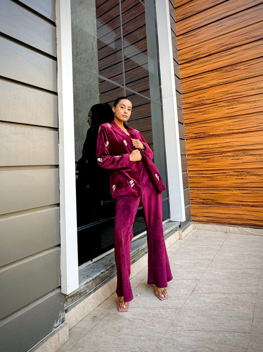 Velvet Blazer Set petiteish